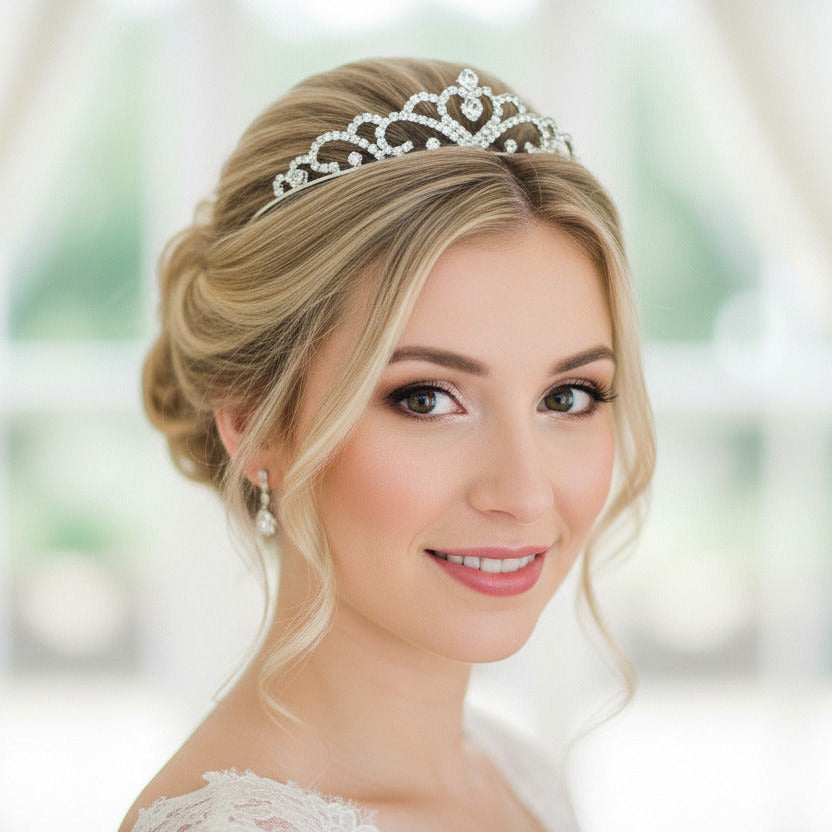 Silber Strass Diadem – eleganter Haarreif mit Krönchen-Design für Braut & festliche Frisuren | ONDEGO®