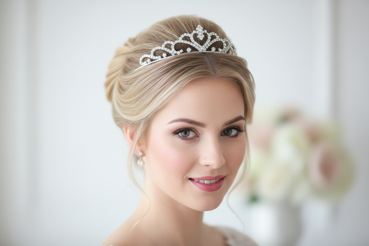 Silber Strass Diadem – eleganter Haarreif mit Krönchen-Design für Braut & festliche Frisuren | ONDEGO®
