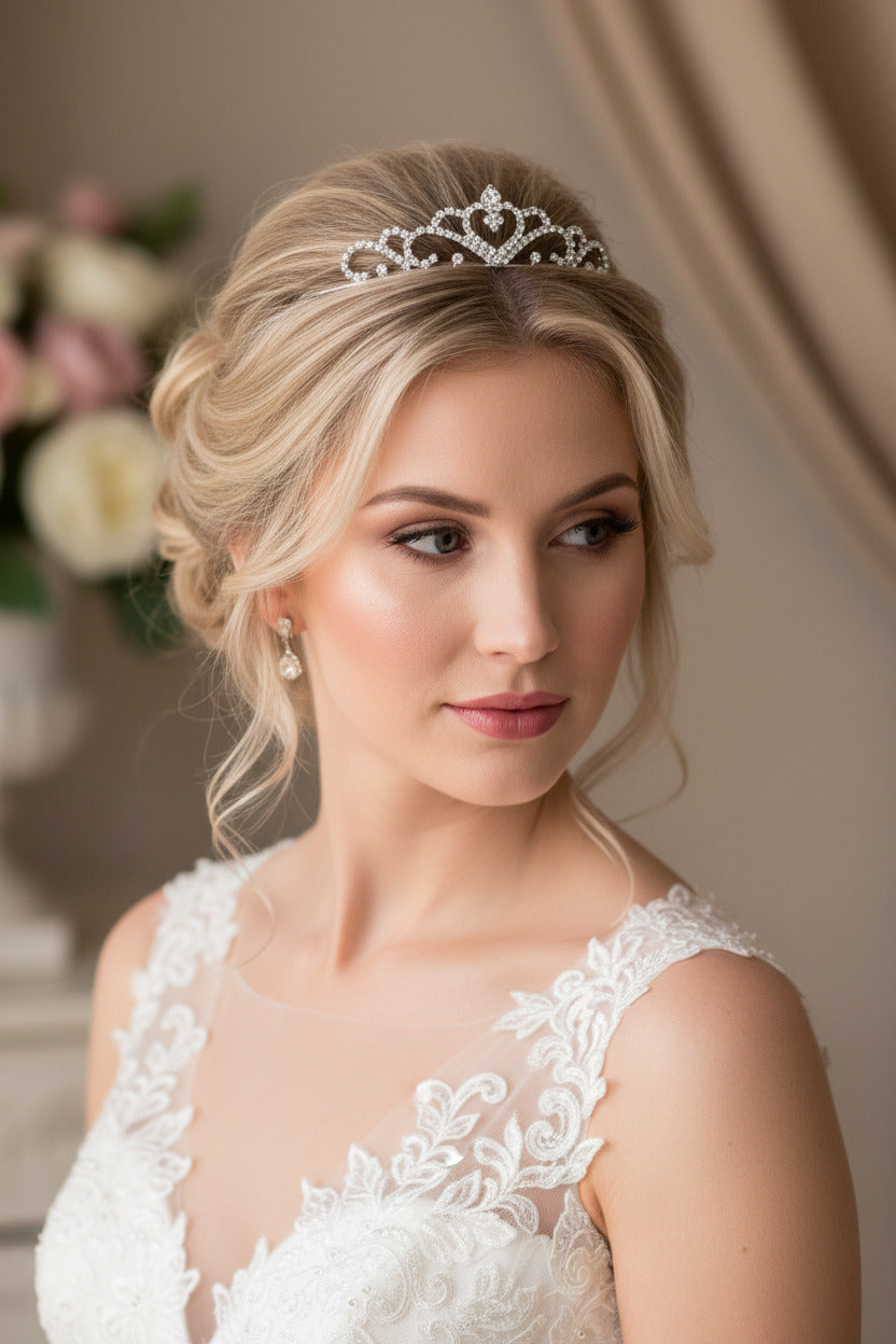 Silber Strass Diadem – eleganter Haarreif mit Krönchen-Design für Braut & festliche Frisuren | ONDEGO®
