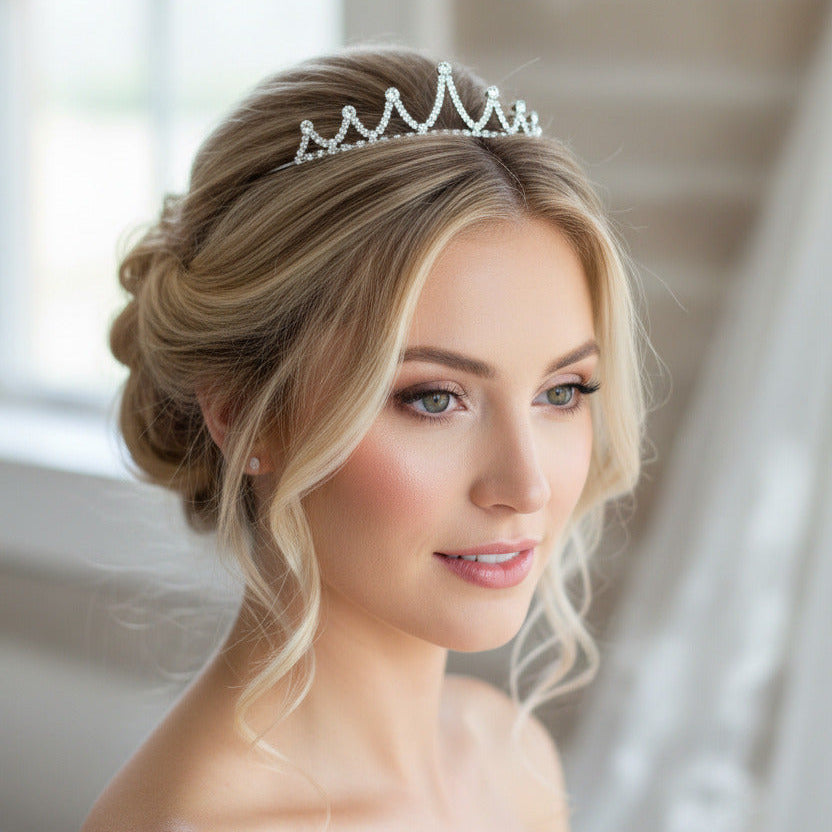 Silber Strass Diadem & Krone – Haarreif für Hochzeit & Brautfrisur | ONDEGO®