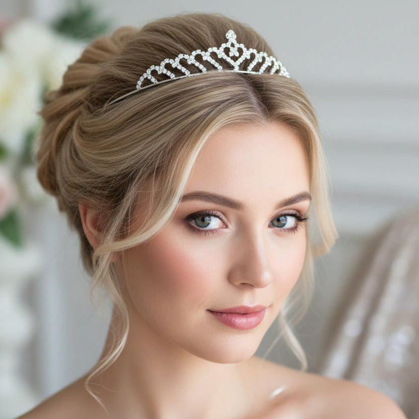 Silber Diadem Herzform – Strass Tiara für Hochzeit, Geburtstag, Kinder & Prinzessinnen-Momente | ONDEGO®