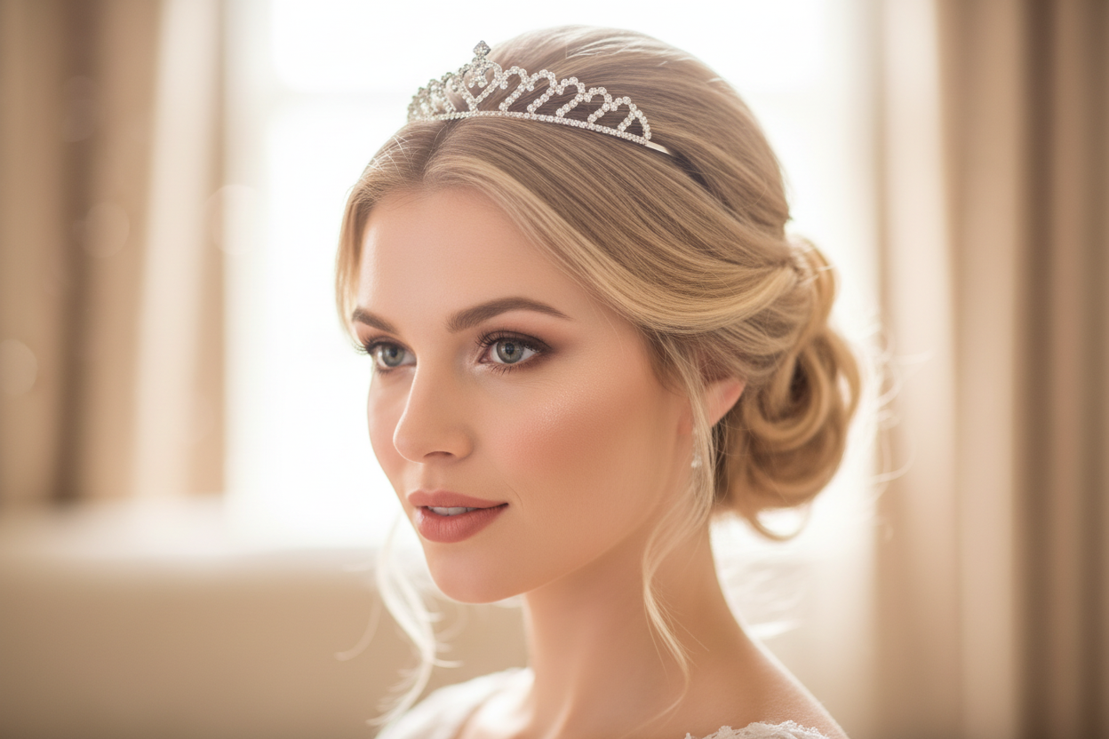 Silber Diadem Herzform – Strass Tiara für Hochzeit, Geburtstag, Kinder & Prinzessinnen-Momente | ONDEGO®