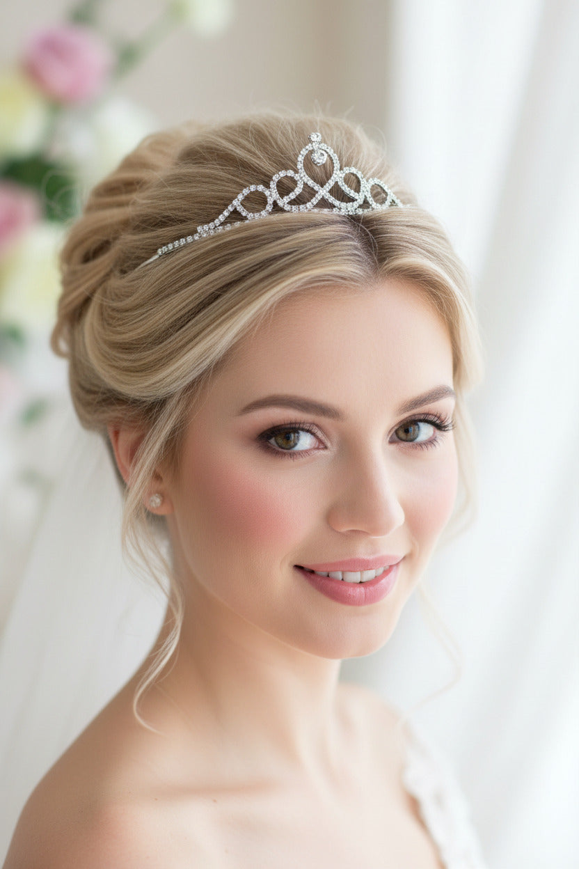 Silber Strass Diadem – elegante Krone für Hochzeit, Jugendweihe & Prinzessinnen-Looks | ONDEGO®