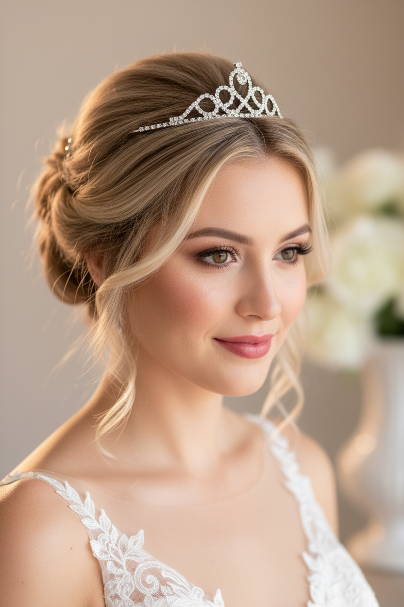 Silber Strass Diadem – elegante Krone für Hochzeit, Jugendweihe & Prinzessinnen-Looks | ONDEGO®