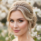 Perlen Strass Haarreif Silber – sehr dezenter Braut Haarschmuck, Tiara für Hochzeit & Anlass | ONDEGO®