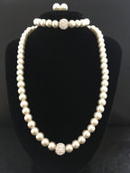 Brautschmuck Set Perlen Weiß – 3-teilig Kette, Armband & Ohrringe mit Strass | ONDEGO®