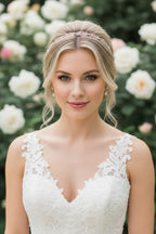 Vintage Strass Diadem Roségold – Boho Haarranke im Blattdesign für Hochzeit, Brautfrisur & Festlichkeiten | ONDEGO®
