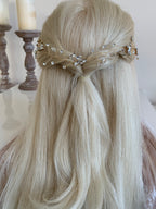 Gold Haardraht Diadem mit Strass – Flexibler Brauthaarschmuck | ONDEGO®