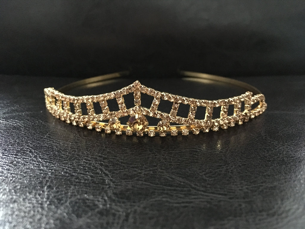 Antik Gold Diadem – Vintage Tiara mit Champagner Strass für Hochzeit, Braut & Abiball | ONDEGO®