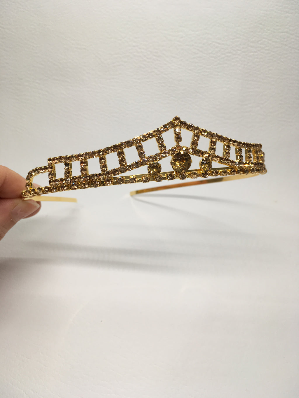 Antik Gold Diadem – Vintage Tiara mit Champagner Strass für Hochzeit, Braut & Abiball | ONDEGO®