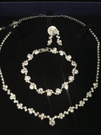 Strass Schmuckset Silber – Halskette, Ohrringe & Armband | Eleganter Brautschmuck | ONDEGO®
