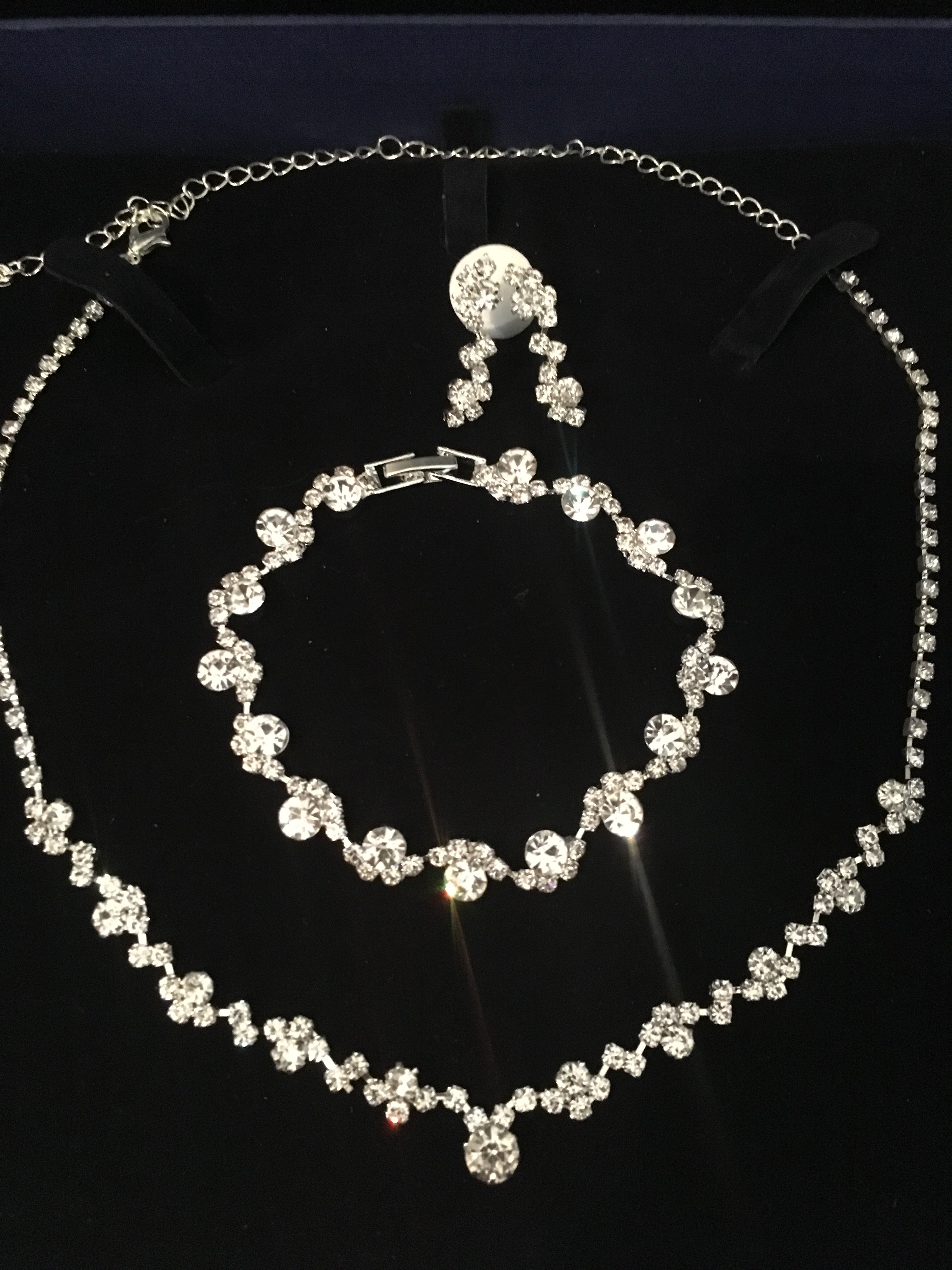 Strass Schmuckset Silber – Halskette, Ohrringe & Armband | Eleganter Brautschmuck | ONDEGO®