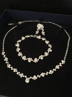 Strass Schmuckset Silber – Halskette, Ohrringe & Armband | Eleganter Brautschmuck | ONDEGO®