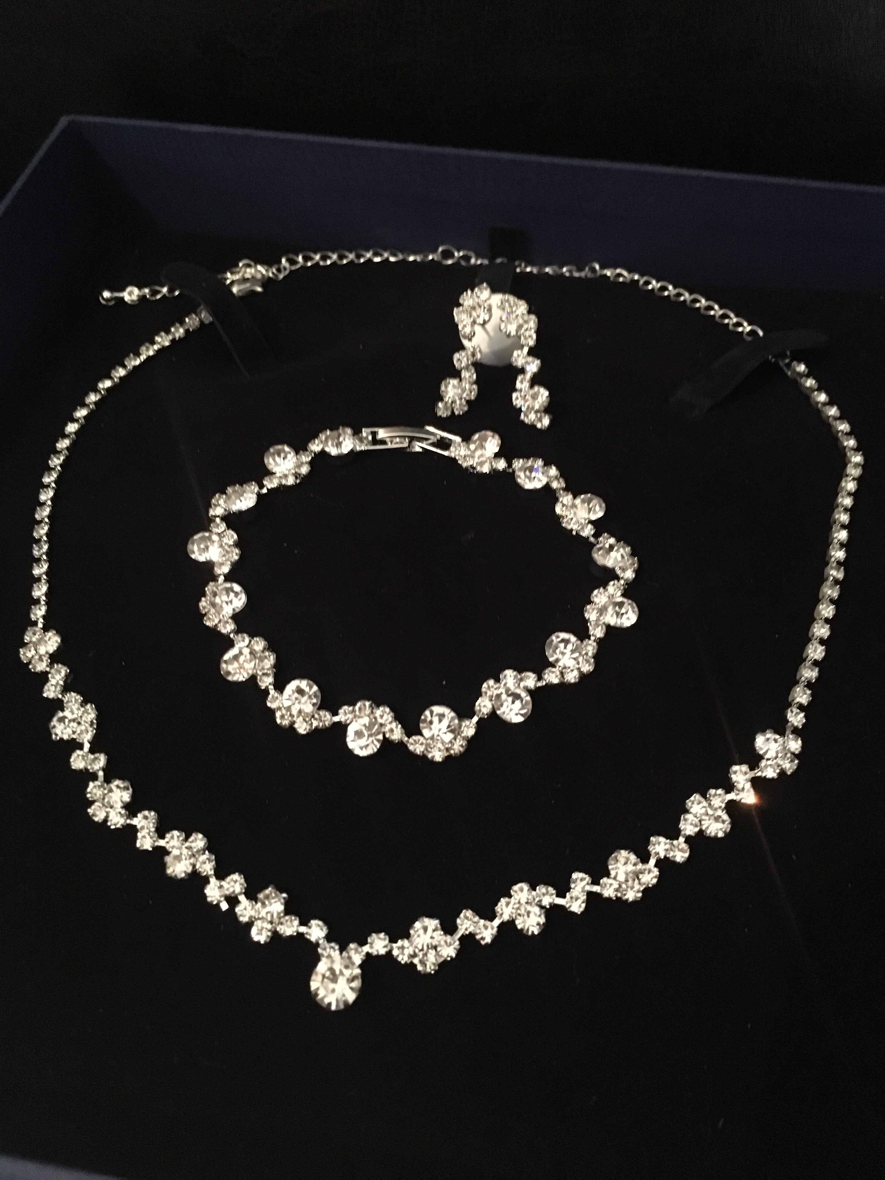 Strass Schmuckset Silber – Halskette, Ohrringe & Armband | Eleganter Brautschmuck | ONDEGO®