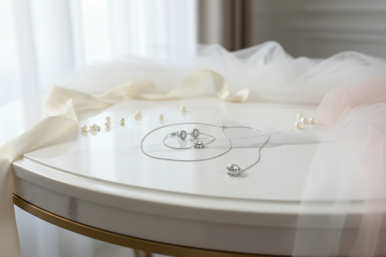 ONDEGO® Rückenkette Schmuckset Silber – 2in1 Kette & Rückenkettchen mit Zirkonia, Ohrringe & Armband