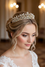 Gold Vintage Diadem – Strass & Perlen Tiara für Hochzeit, Braut, Königin & Abiball | ONDEGO®