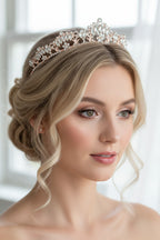 Roségold Strass Diadem – große Tiara für Hochzeit, Braut & Glam-Events | ONDEGO®
