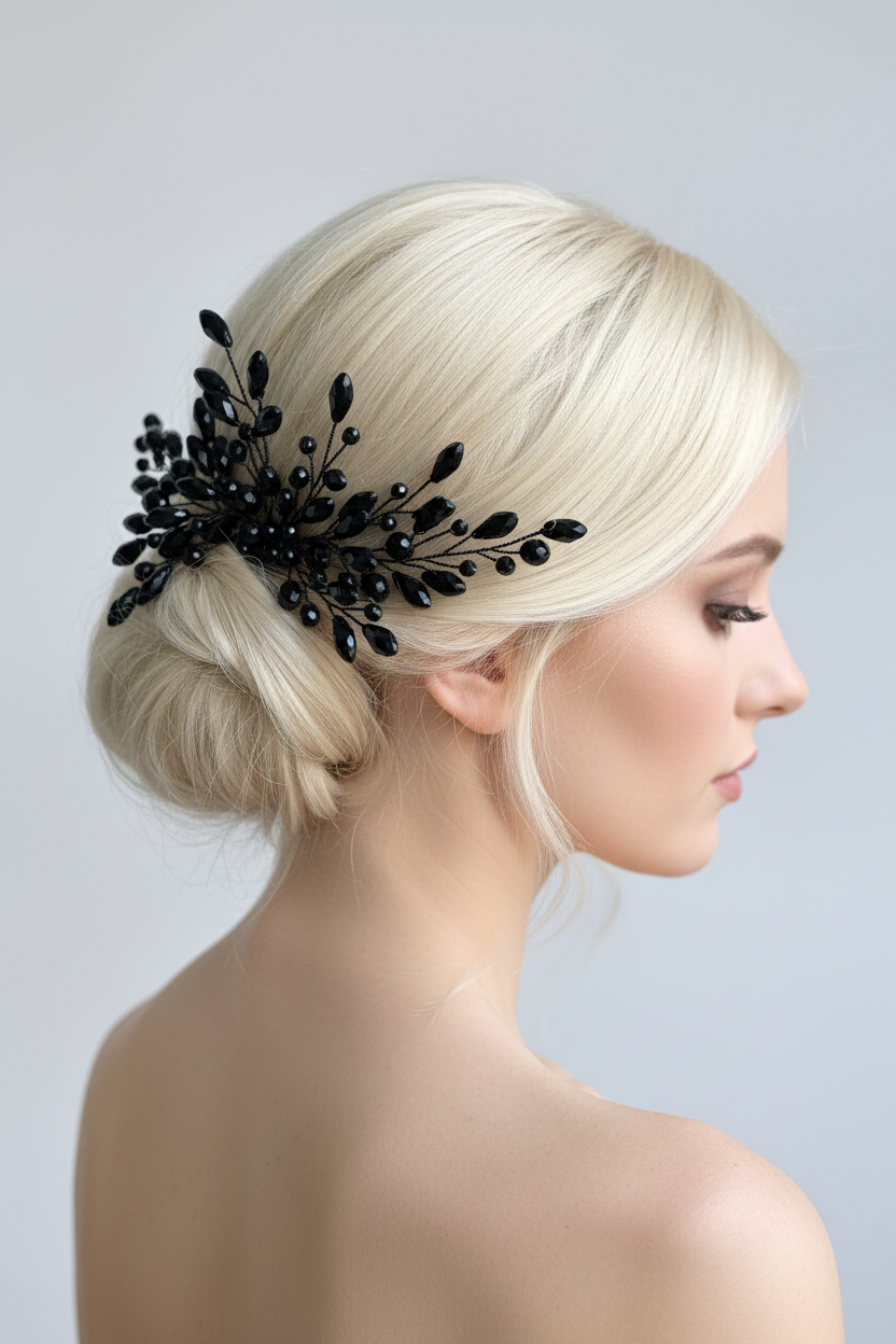 Schwarzer Haarkamm mit Glasschliffperlen – Eleganter Haarschmuck für festliche Anlässe | ONDEGO®
