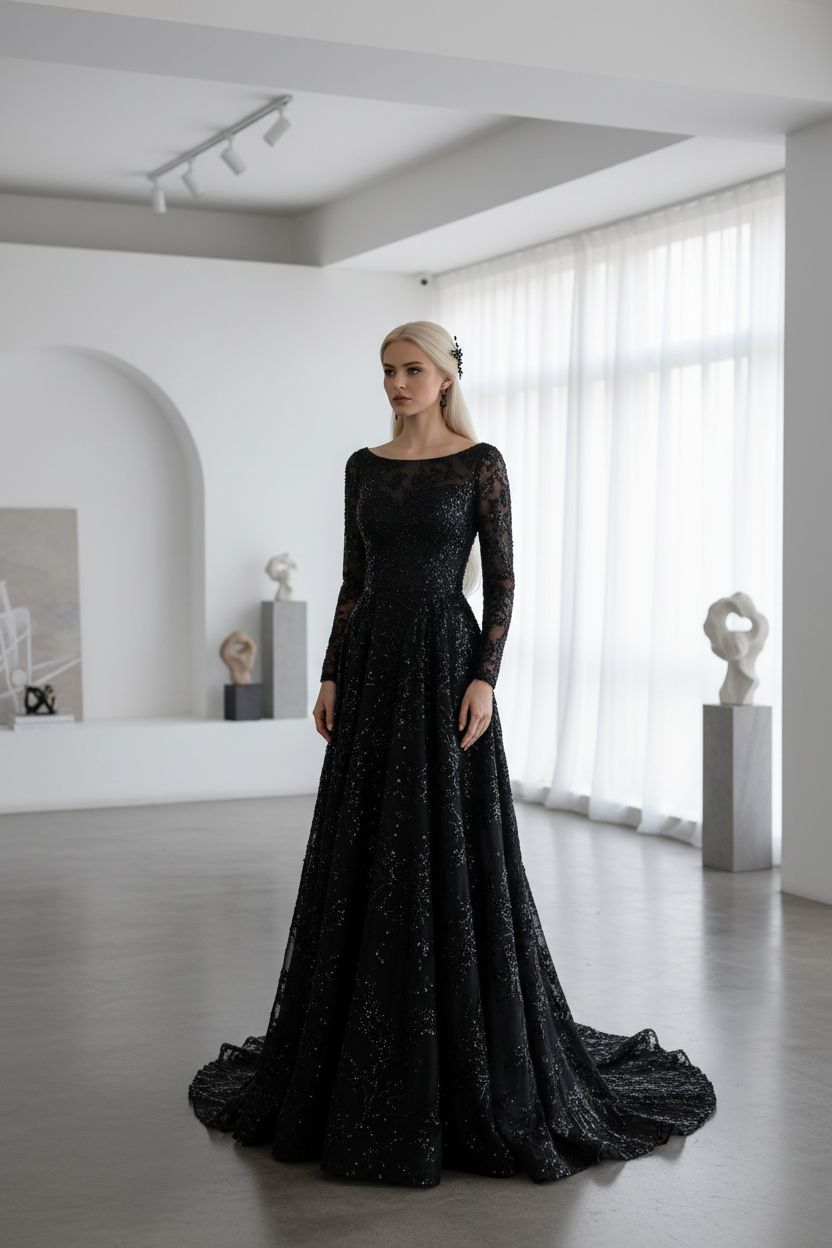Schwarzer Haarkamm mit Glasschliffperlen – Eleganter Haarschmuck für festliche Anlässe | ONDEGO®