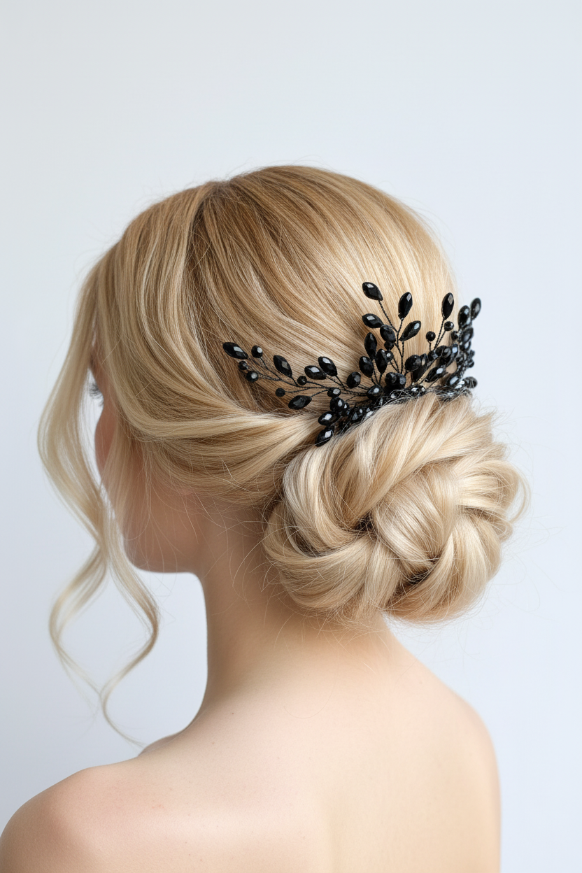 Schwarzer Haarkamm mit Glasschliffperlen – Eleganter Haarschmuck für festliche Anlässe | ONDEGO®