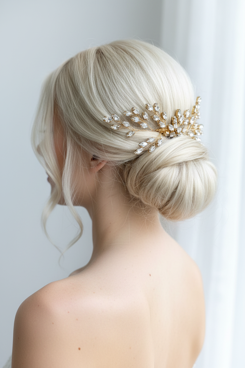 Haarkamm Strass Gold – Eleganter Brautschmuck mit Glanz | ONDEGO®