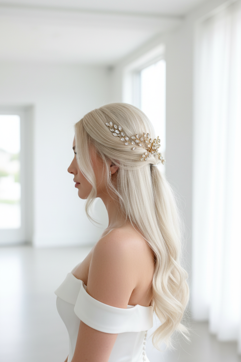 Haarkamm Strass Gold – Eleganter Brautschmuck mit Glanz | ONDEGO®