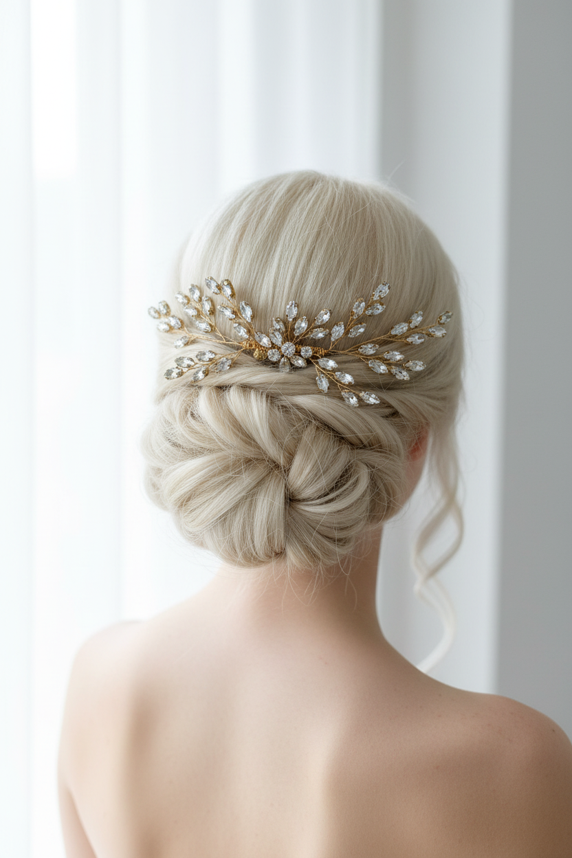 Haarkamm Strass Gold – Eleganter Brautschmuck mit Glanz | ONDEGO®