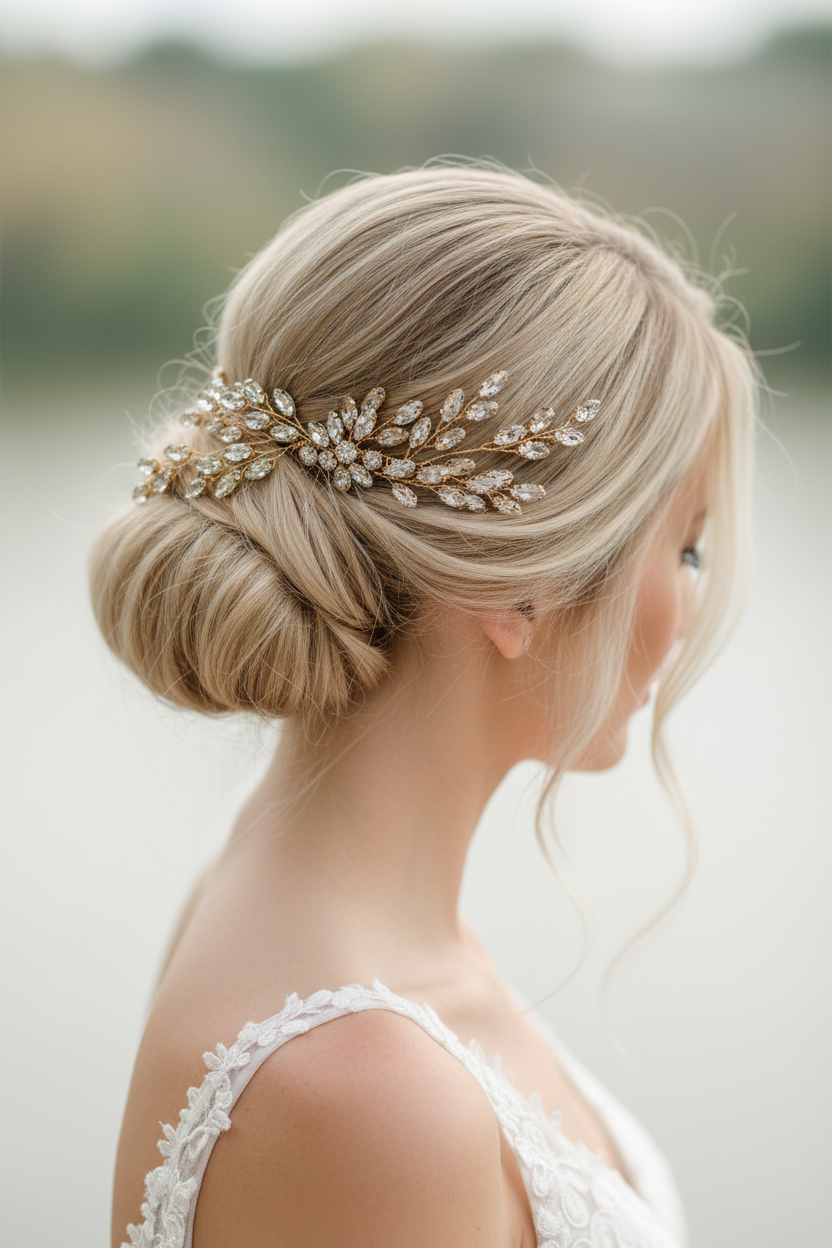 Haarkamm Strass Gold – Eleganter Brautschmuck mit Glanz | ONDEGO®