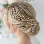 Haarkamm Strass Gold – Eleganter Brautschmuck mit Glanz | ONDEGO®