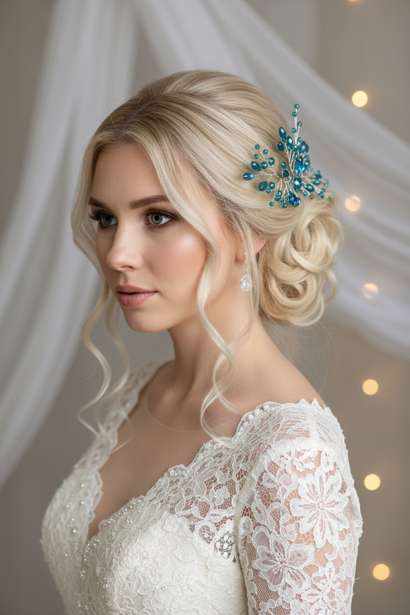 Haarnadel Hellblau – Dezenter Haarschmuck in Silber | ONDEGO®