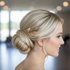 Haarnadel Gold Blatt – eleganter Brauthaarschmuck mit filigranen Blattdetails für Steckfrisuren, Hochzeit & Ball | ONDEGO®