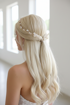 3D Haardraht Rosegold mit Blüten & Perlen – Brautschmuck Haarschmuck Hochzeit Blush Ivory – ONDEGO®