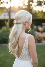 3D Haardraht Rosegold mit Blüten & Perlen – Brautschmuck Haarschmuck Hochzeit Blush Ivory – ONDEGO®