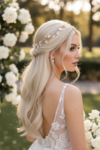 3D Haardraht Rosegold mit Blüten & Perlen – Brautschmuck Haarschmuck Hochzeit Blush Ivory – ONDEGO®
