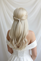 3D Haardraht Rosegold mit Blüten & Perlen – Brautschmuck Haarschmuck Hochzeit Blush Ivory – ONDEGO®