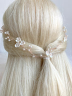 3D Haardraht Rosegold mit Blüten & Perlen – Brautschmuck Haarschmuck Hochzeit Blush Ivory – ONDEGO®