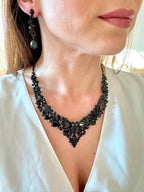 Schwarzes Strass Schmuckset Damen – Halskette & Ohrringe im eleganten Gothic Stil | ONDEGO®