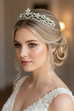 Silber Strass Diadem – florale Tiara für Braut & Hochzeit | ONDEGO®