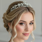 Silber Strass Diadem – florale Tiara für Braut & Hochzeit | ONDEGO®