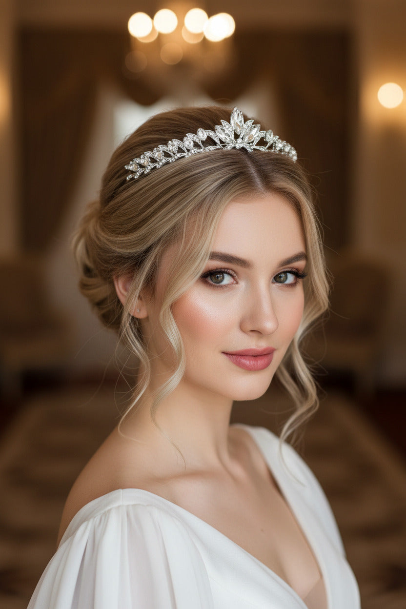 Silber Strass Diadem – Edle Tiara für Braut, Geburtstag & besondere Anlässe | ONDEGO®