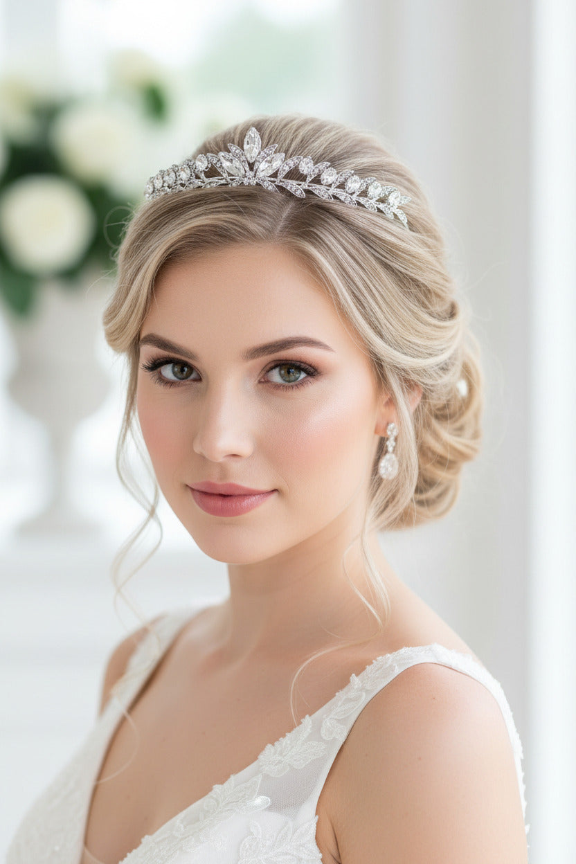 Silber Strass Diadem – Edle Tiara für Braut, Geburtstag & besondere Anlässe | ONDEGO®