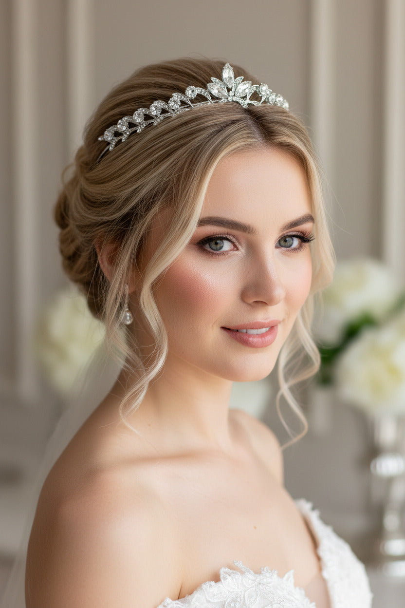 Silber Strass Diadem – Edle Tiara für Braut, Geburtstag & besondere Anlässe | ONDEGO®
