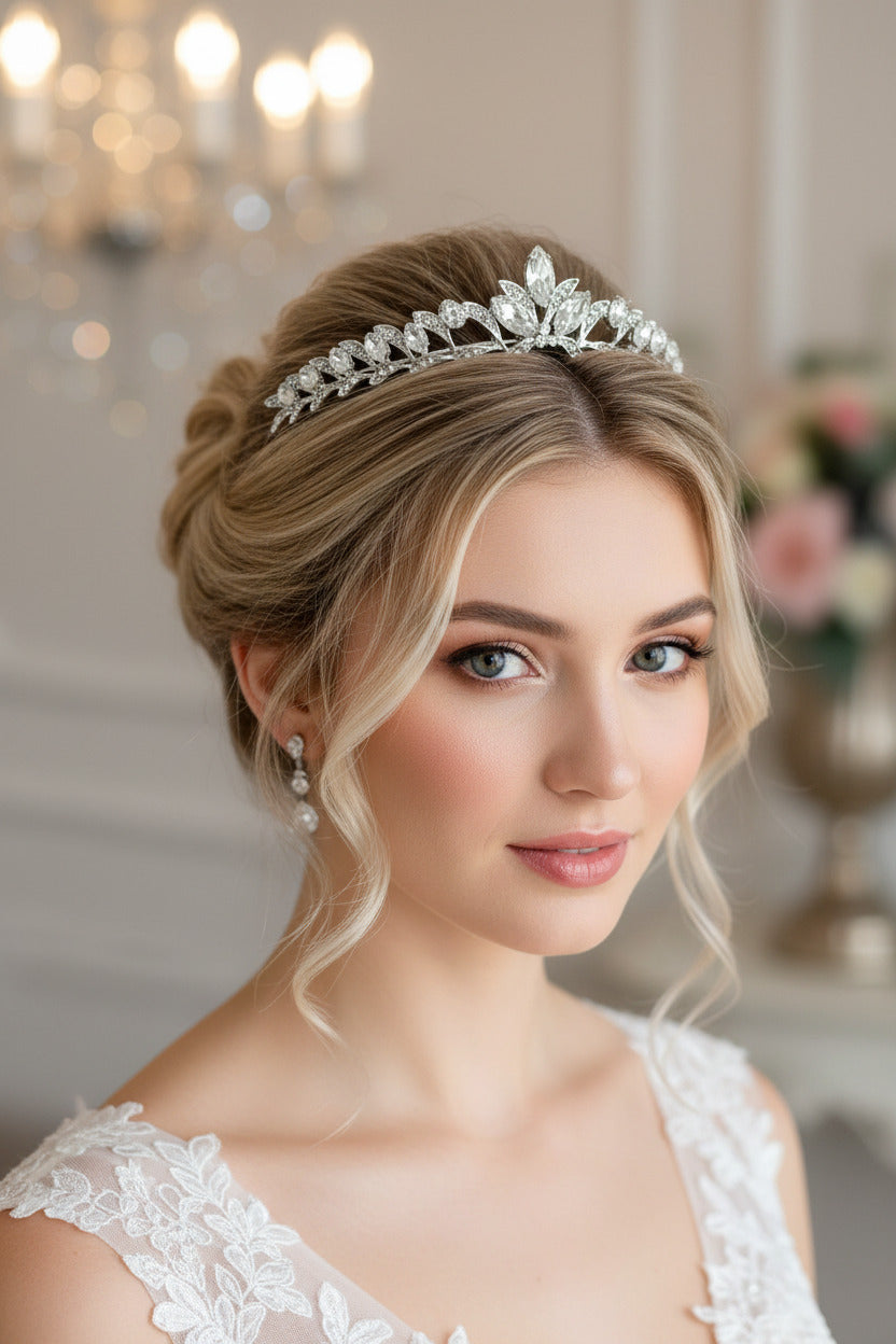 Silber Strass Diadem – Edle Tiara für Braut, Geburtstag & besondere Anlässe | ONDEGO®