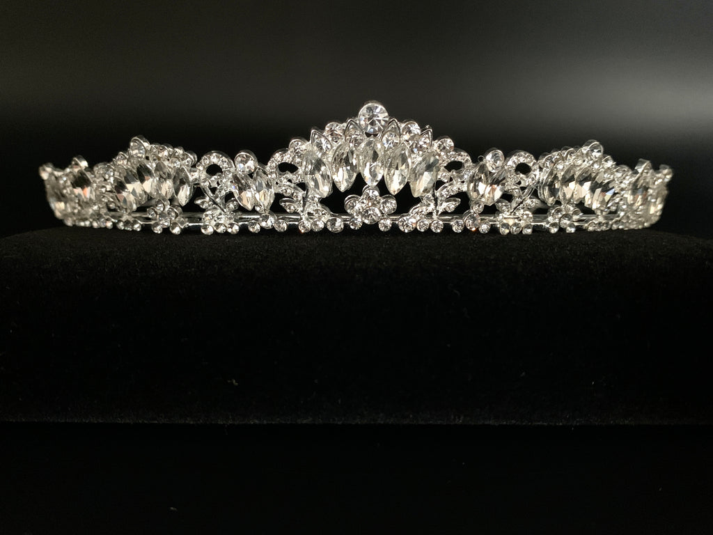 Silber Strass Diadem – große Tiara für Hochzeit, Braut, Ball & Geburtstag | ONDEGO®