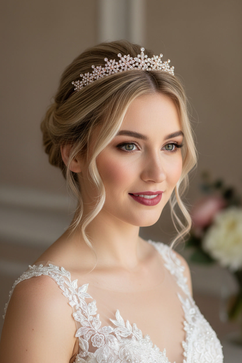 Roségold Strass Diadem – funkelnde Tiara für Hochzeit, Braut & Abiball | ONDEGO®