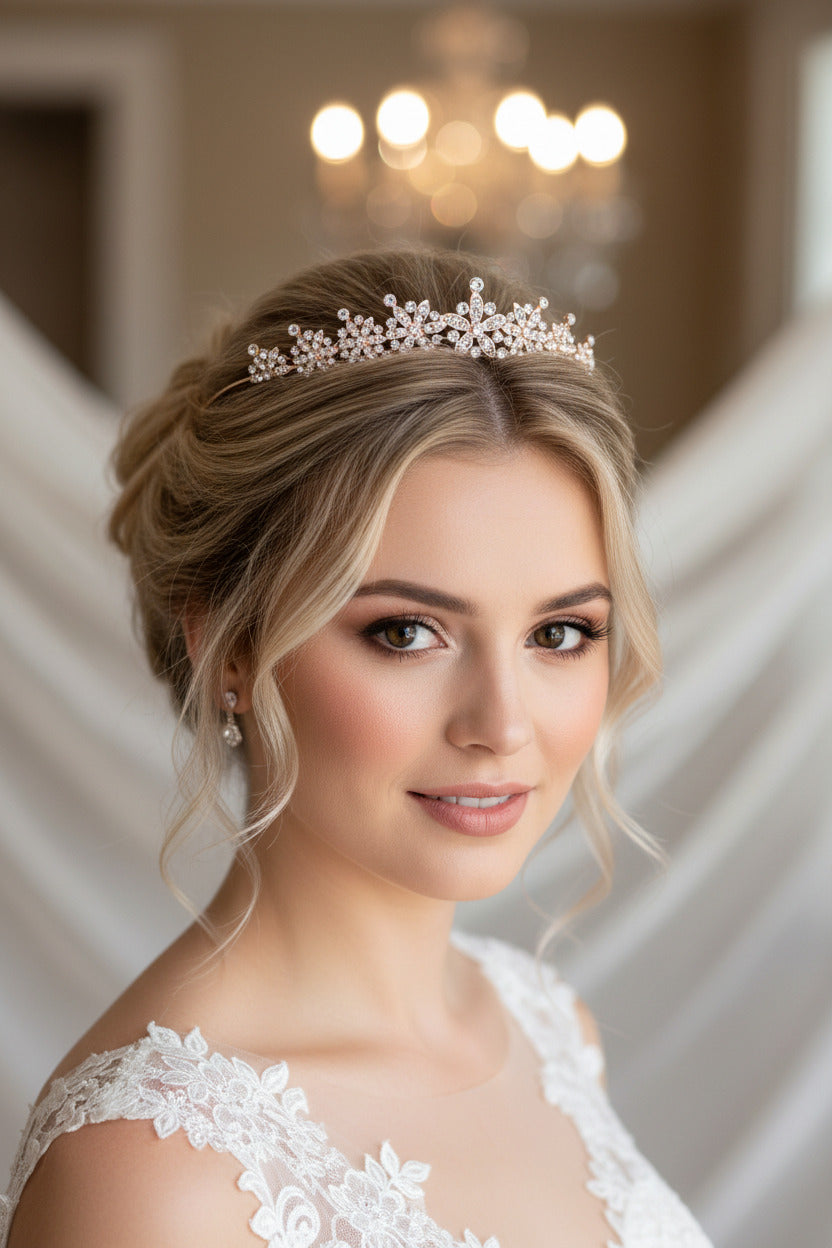 Roségold Strass Diadem – funkelnde Tiara für Hochzeit, Braut & Abiball | ONDEGO®