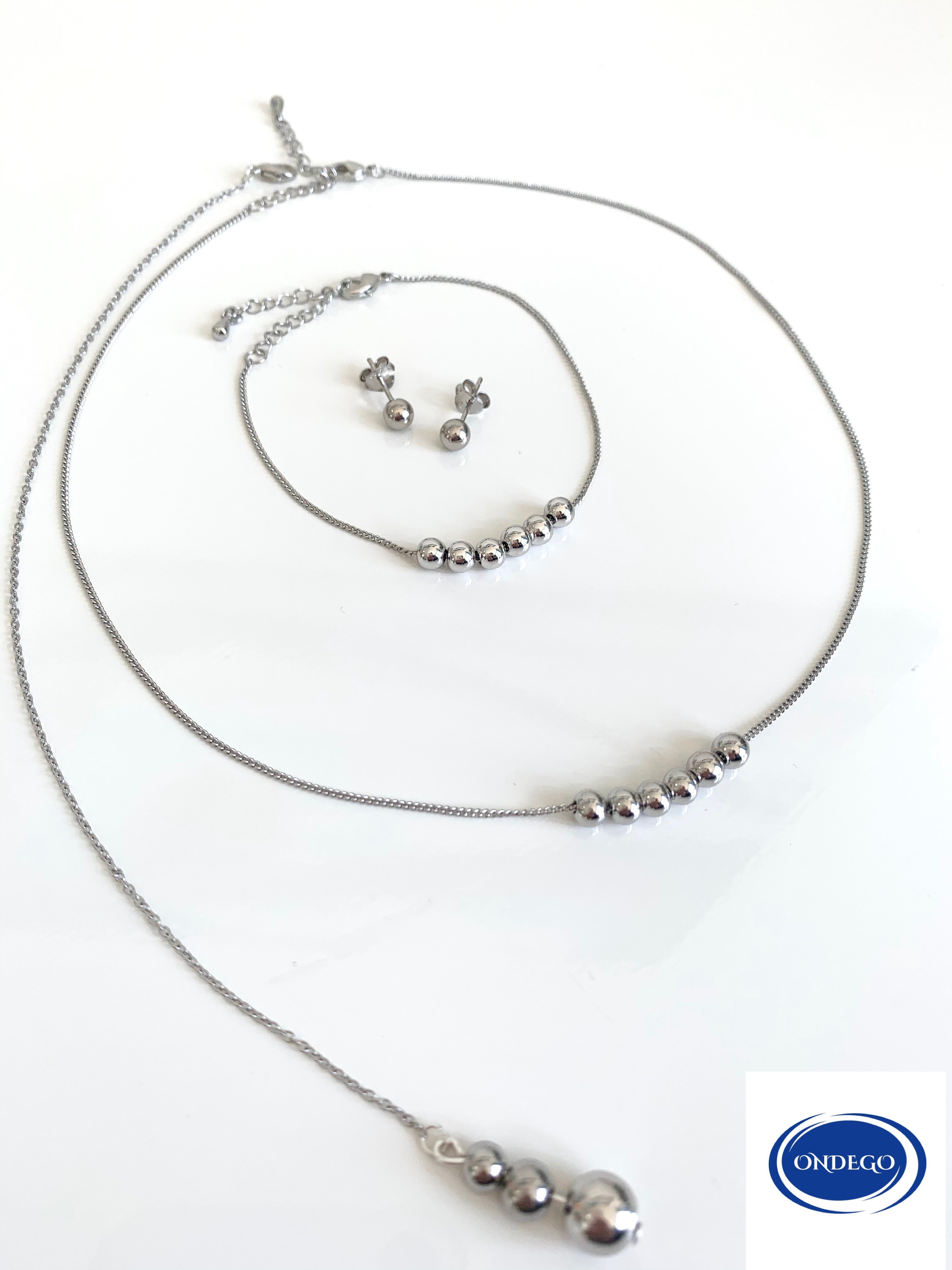 Silbernes Rückenkette Schmuckset – dezentes 4-teiliges Set für Braut & besondere Anlässe | ONDEGO®