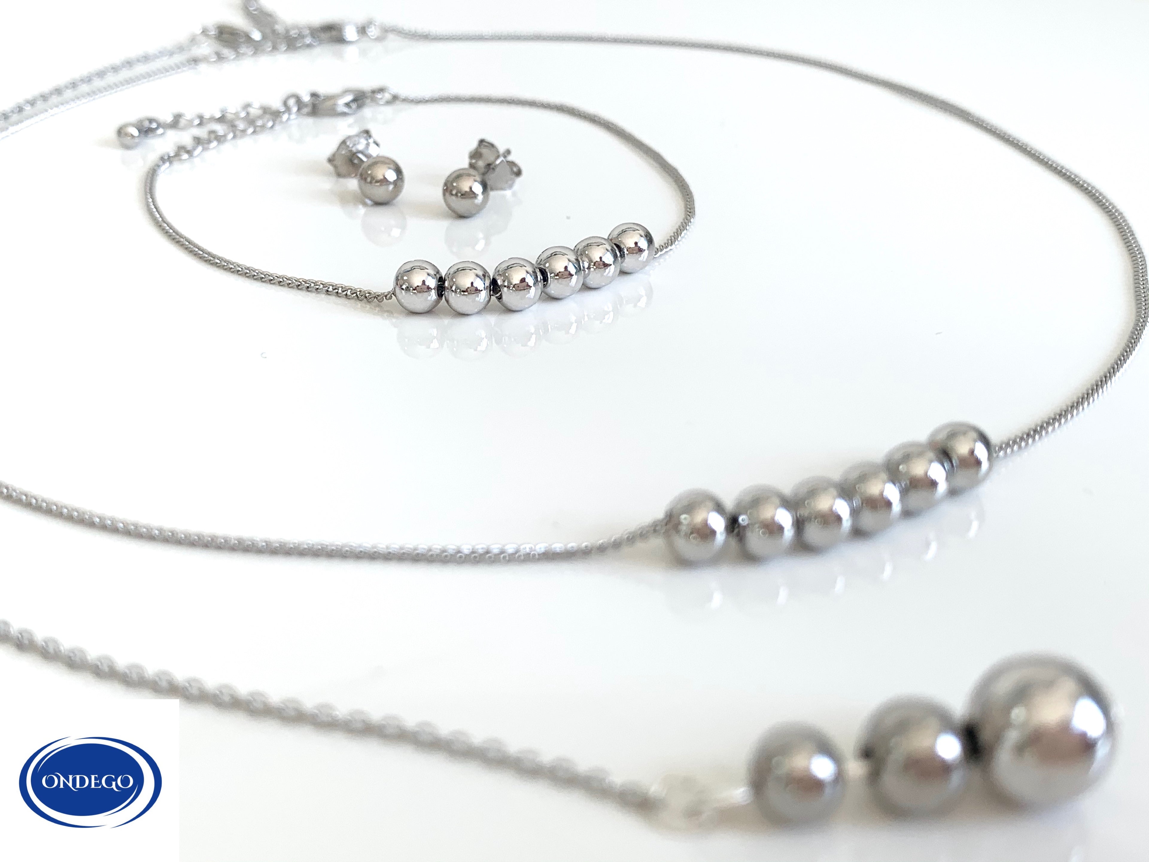 Silbernes Rückenkette Schmuckset – dezentes 4-teiliges Set für Braut & besondere Anlässe | ONDEGO®