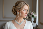 XXL Schmuckset Damen Silber – 3-teiliges Strass Collier, Ohrringe & Armband – Brautschmuck für Hochzeit, Abiball & Gala | ONDEGO®