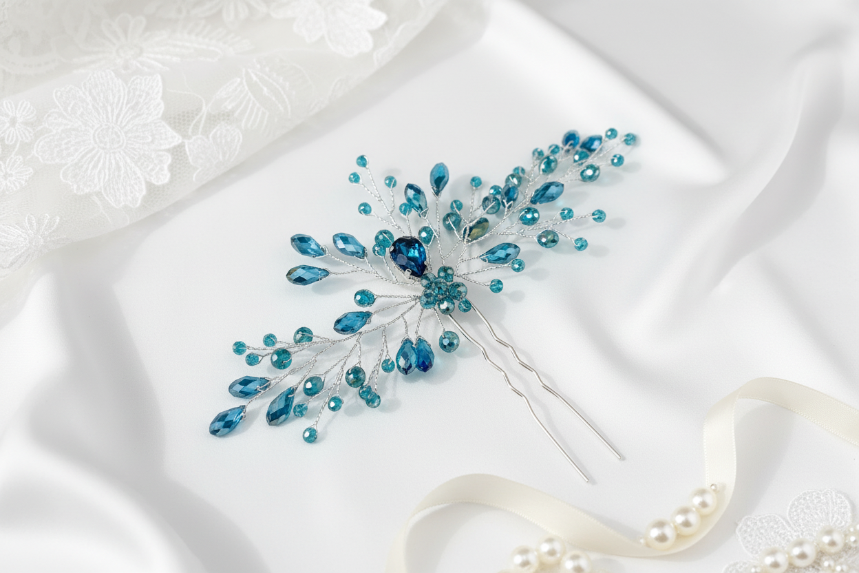 Haarnadel Hellblau – Dezenter Haarschmuck in Silber | ONDEGO®